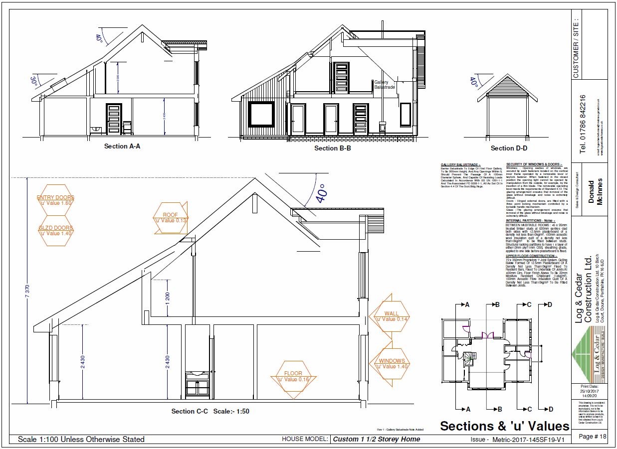 Construction Blueprints - Sections & 'U' Values